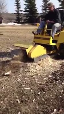 Video of Norm operating the ride-on stump grinder on a rural property